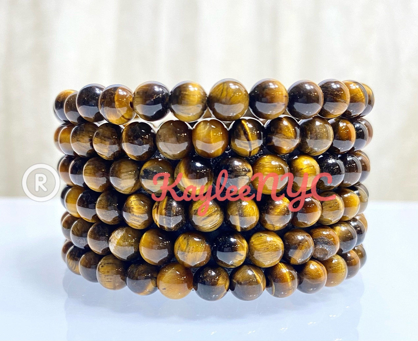 Wholesale Lot 6 Pcs tigers eye 6mm 7.5” Crystal Healing Stretch Bracelet