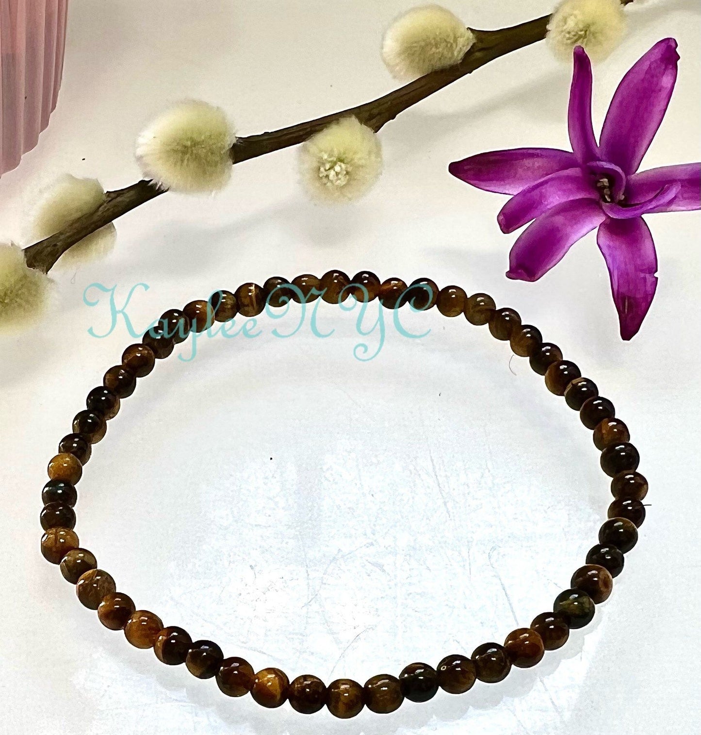 Wholesale Lot 6 Pcs Natural Tiger Eye 4mm 7.5” Crystal Healing Stretch Bracelet