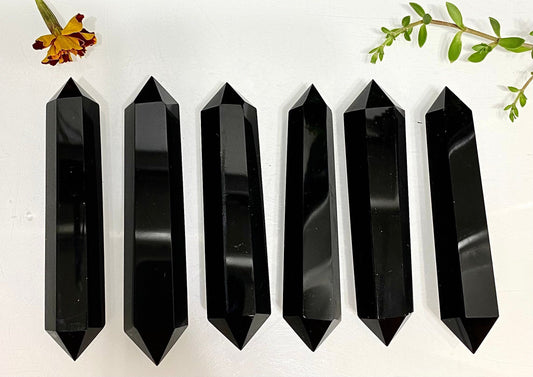 Wholesale Lot 1 Lb Natural Black Obsidian Double Terminated Point Crystal Healing Energy