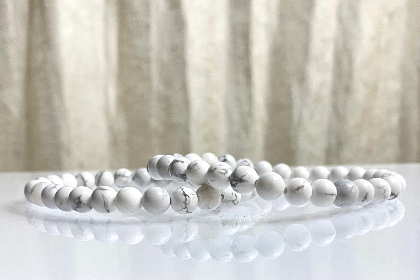 Wholesale Lot 6 Pcs Howlite 6mm 7.5” Crystal Healing Stretch Bracelet