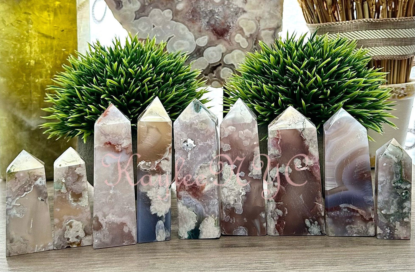 Wholesale Lot 2 Lbs Natural Flower Agate Obelisk Tower Point Crystal Healing Energy