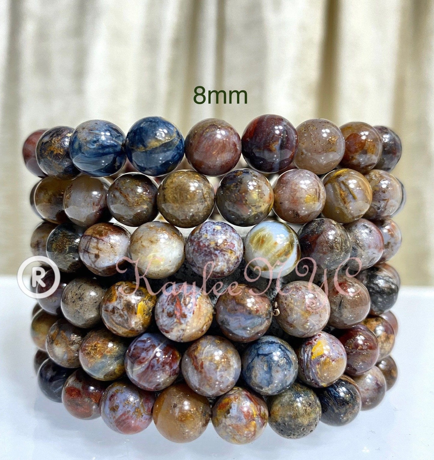 Wholesale 6 Pcs Natural Pietersite 8mm 7.5” Crystal Healing Stretch Bracelet