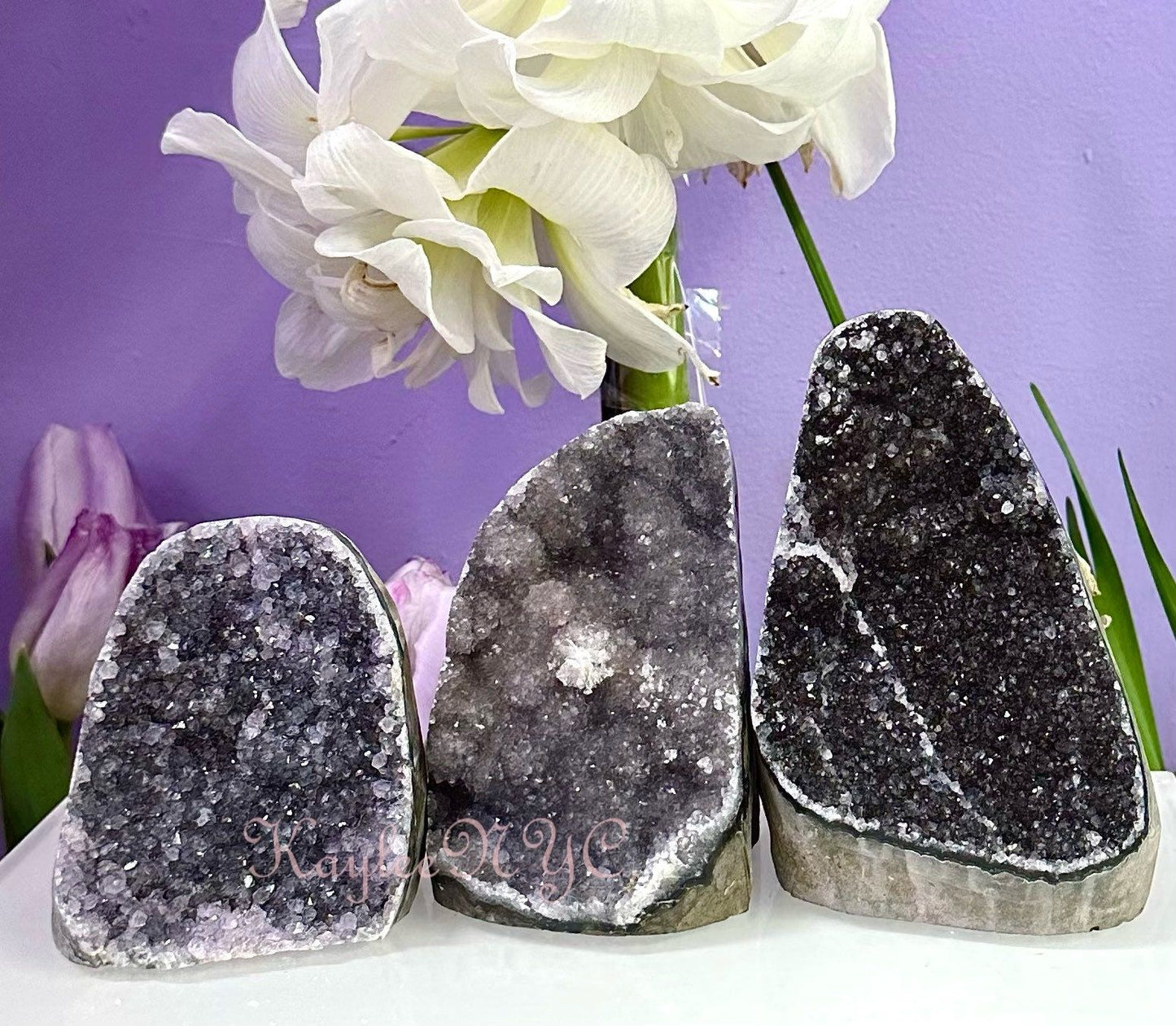 Wholesale Lot 2-4 PCs Natural Black Amethyst cut base 4.8-5lbs Healing Energy