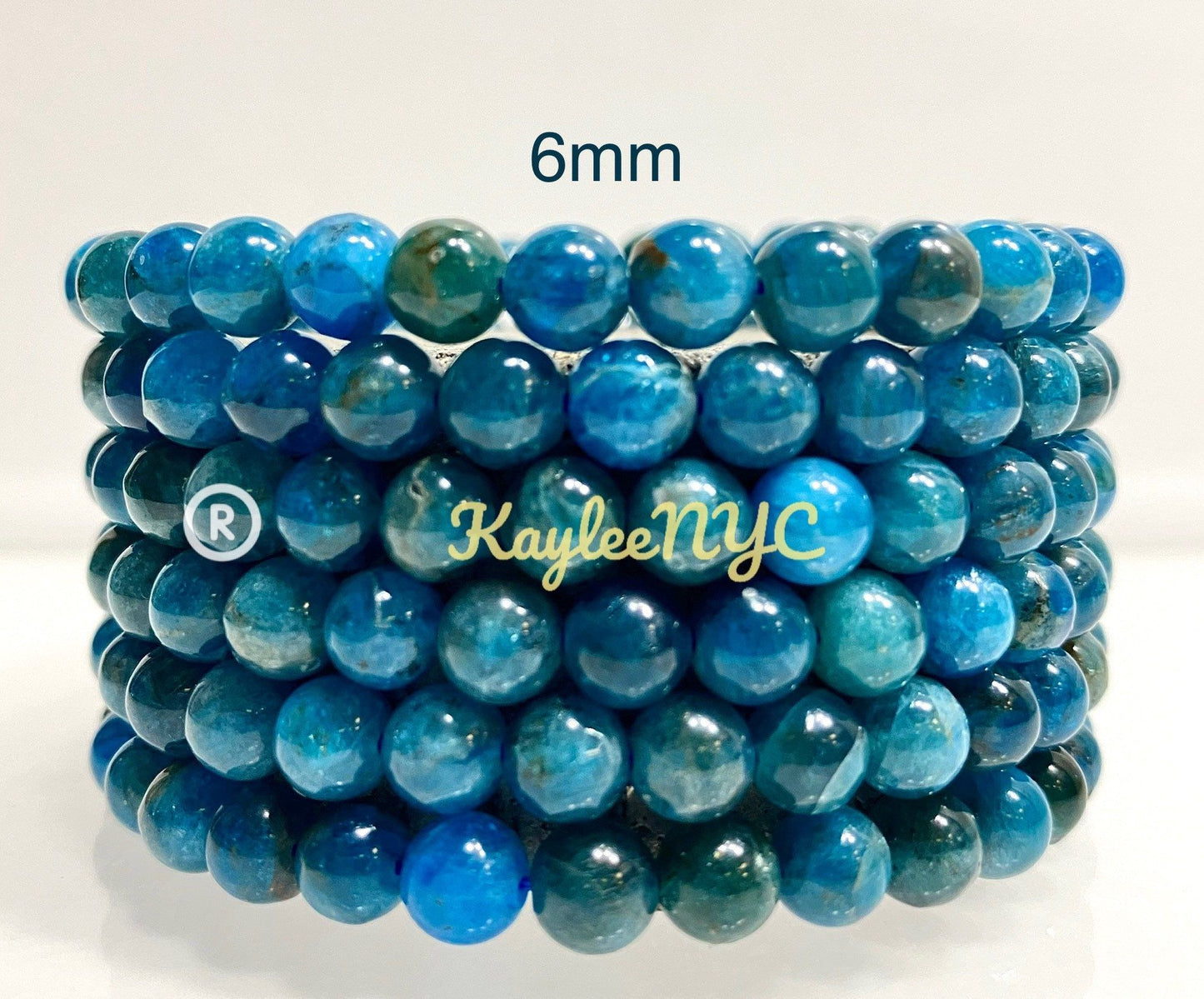 Wholesale 6 Pcs Natural Apatite 6mm 7.5” Crystal Healing Stretch Bracelet