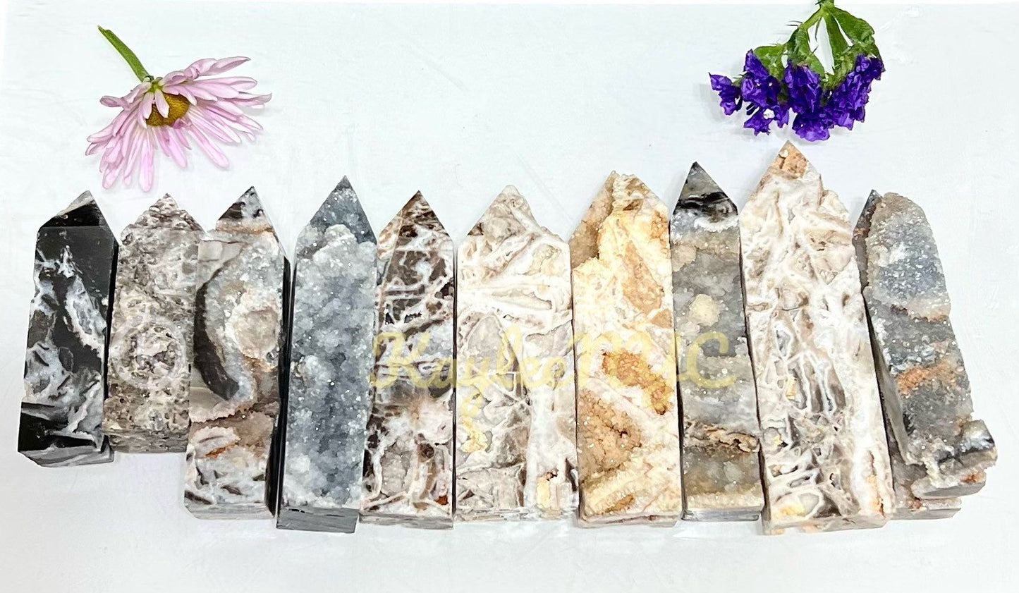 Wholesale Lot 2 lbs Natural Druzy Sphalerite Obelisk Tower Point Crystal Healing Energy