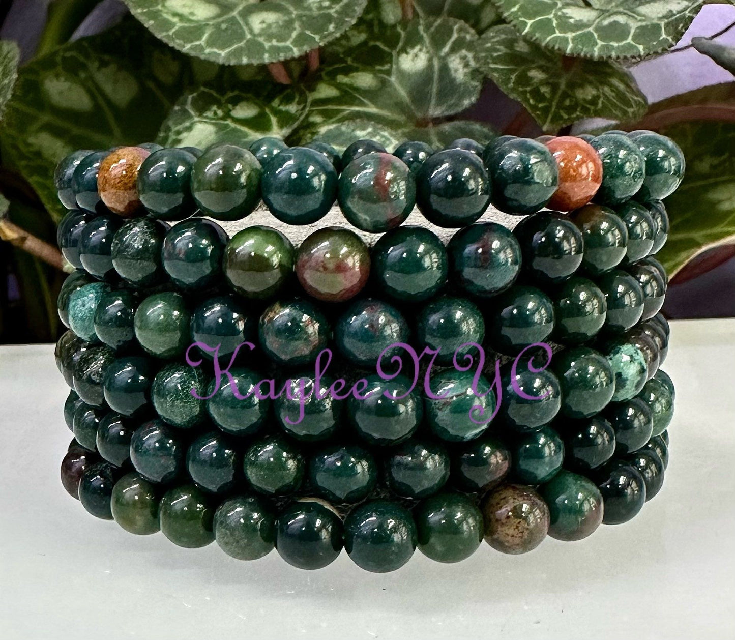 Wholesale Lot 6 Pcs Natural Bloodstone 6mm 7.5” Crystal Healing Stretch Bracelet