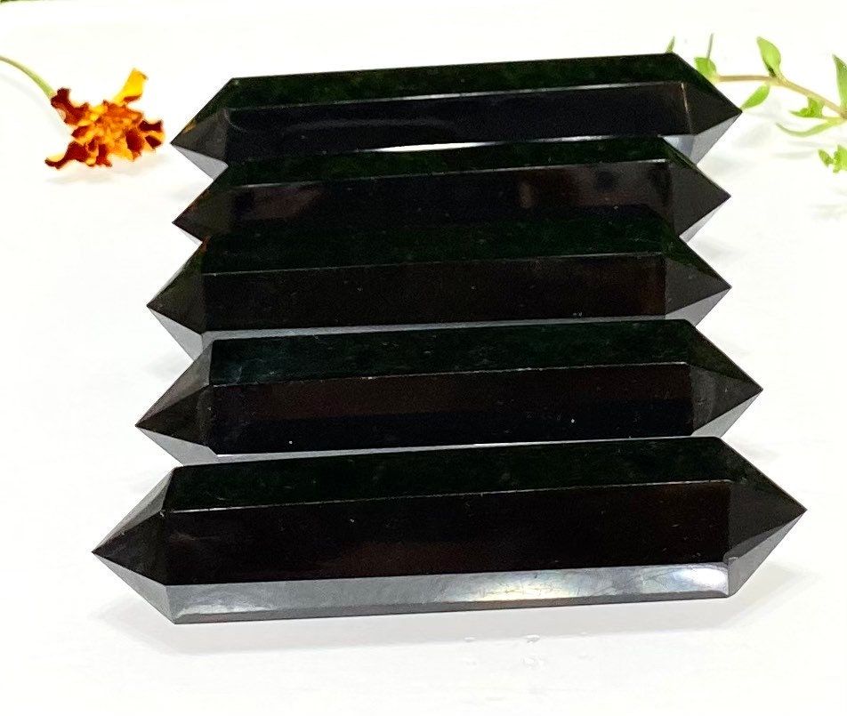 Wholesale Lot 1 Lb Natural Black Obsidian Double Terminated Point Crystal Healing Energy