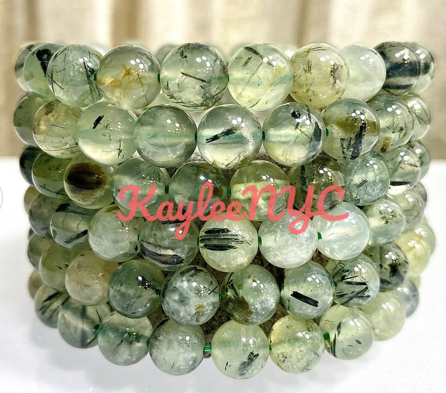 Wholesale Lot 6 Pcs Natural Green Prehnite 8mm 7.5” Crystal Healing Stretch Bracelet