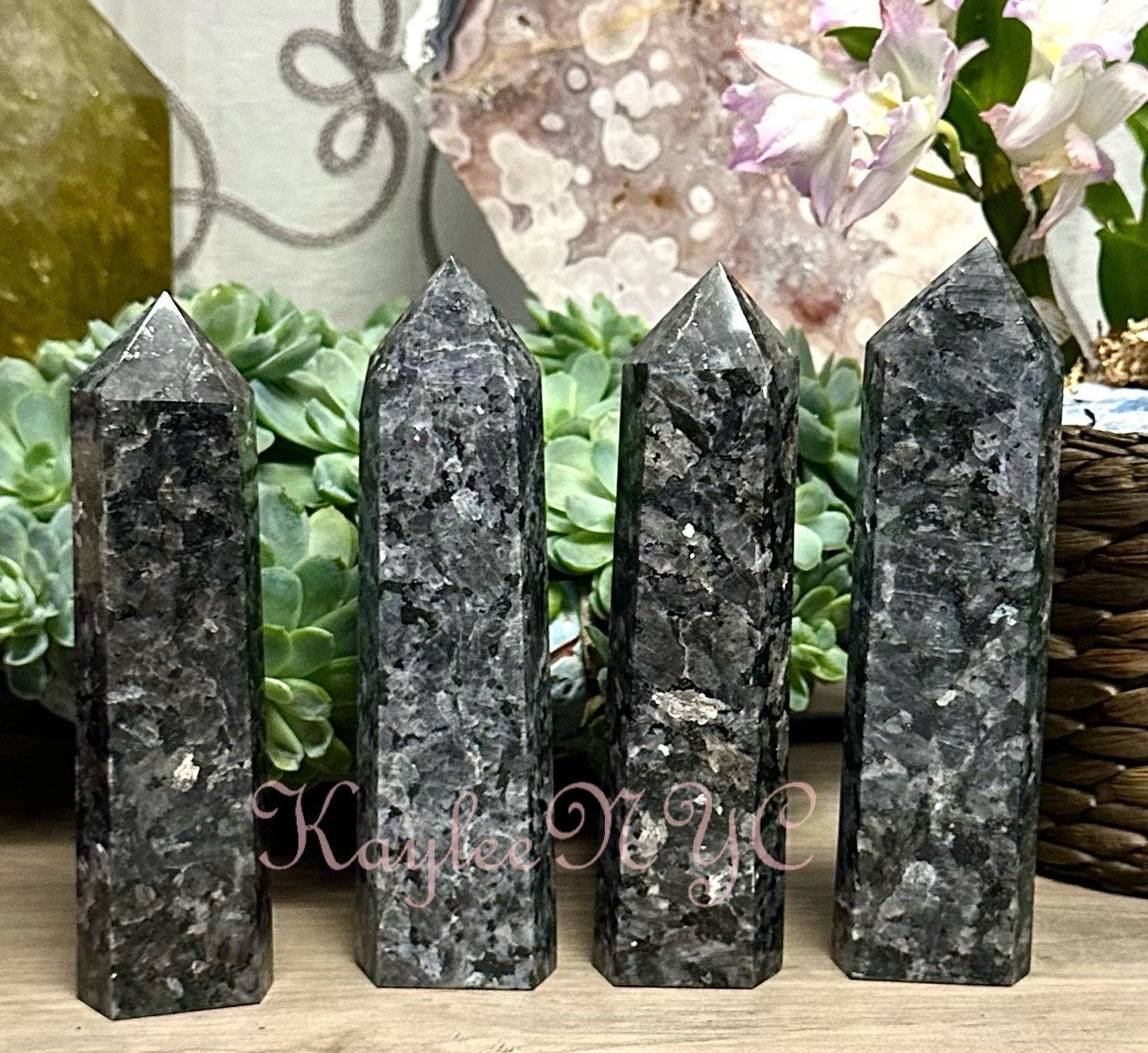 Wholesale Lot 4 pcs large Natural Larvikite Obelisk Tower Point Crystal Healing