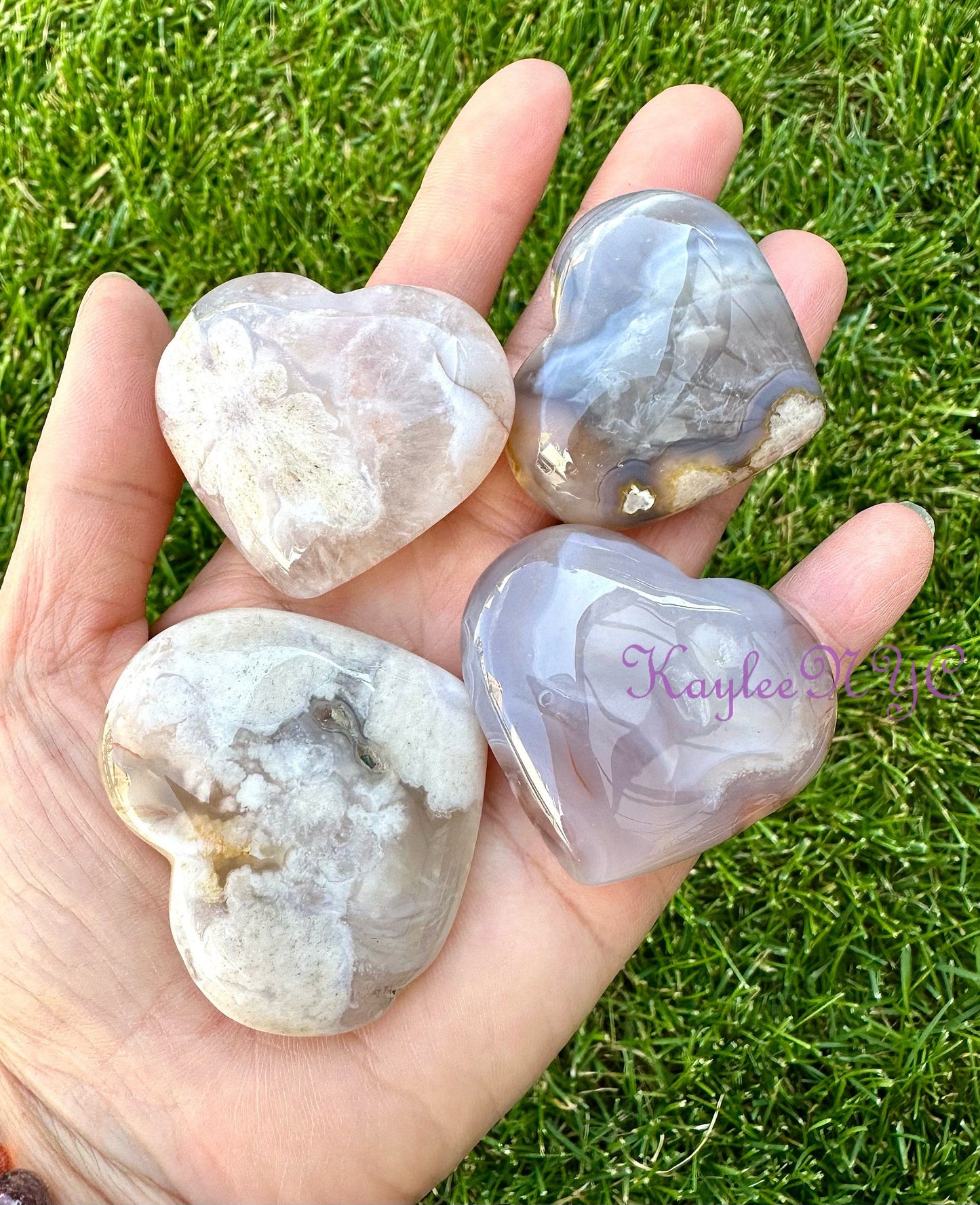 Wholesale Lot 1 lb Natural Flower Agate Crystal Heart Healing Energy