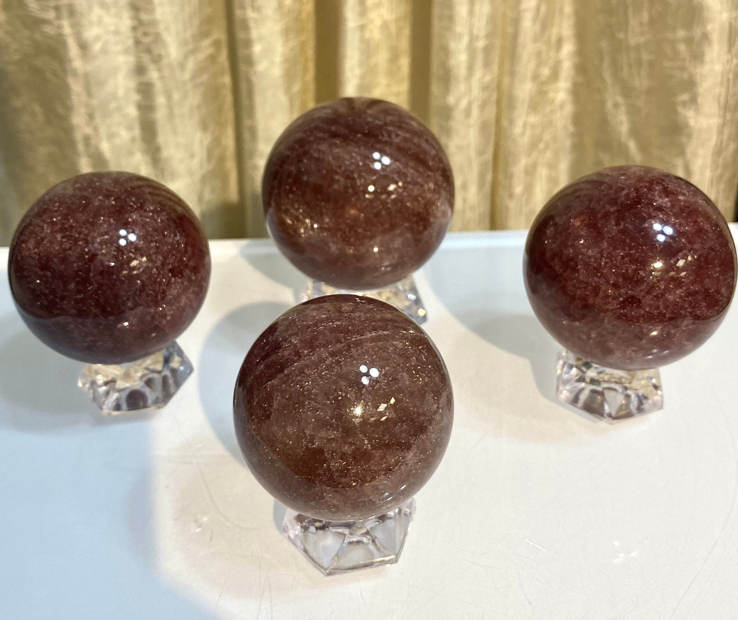 Wholesale Lot3 to 4 Pcs Natural Strawberry Quartz Spheres Crystal Ball 1.9-2 Lb