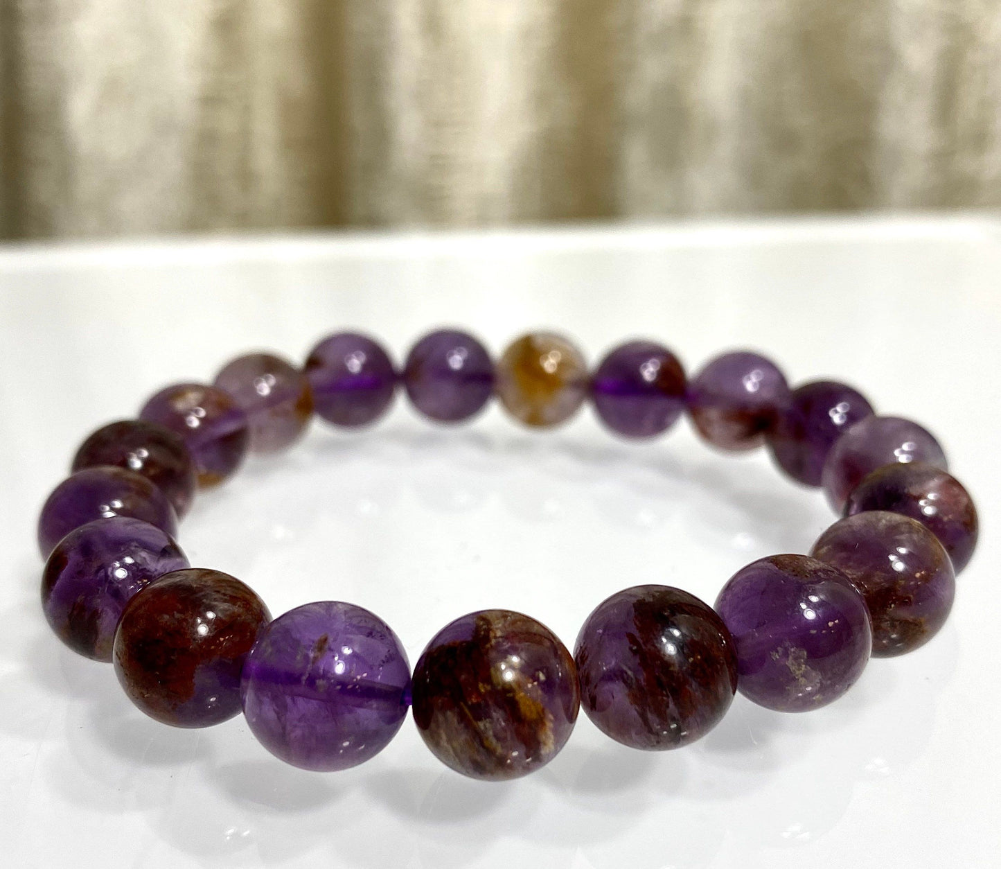 Wholesale 6 Pcs Natural Super Seven 10mm 7.5” Crystal Healing Stretch Bracelet