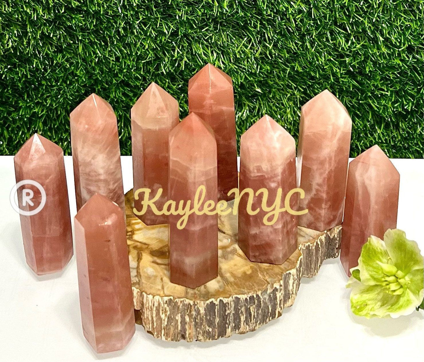 Wholesale Lot 2 Lbs Natural Strawberry Calcite Obelisk Tower Point Crystal Energy