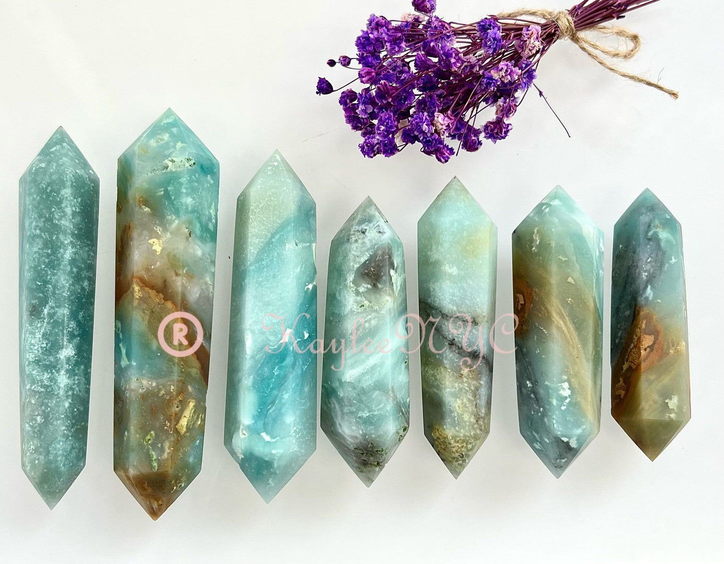 Wholesale Lot 1 Lb Natural Amazonite Double Terminated Point Crystal Healing Energy