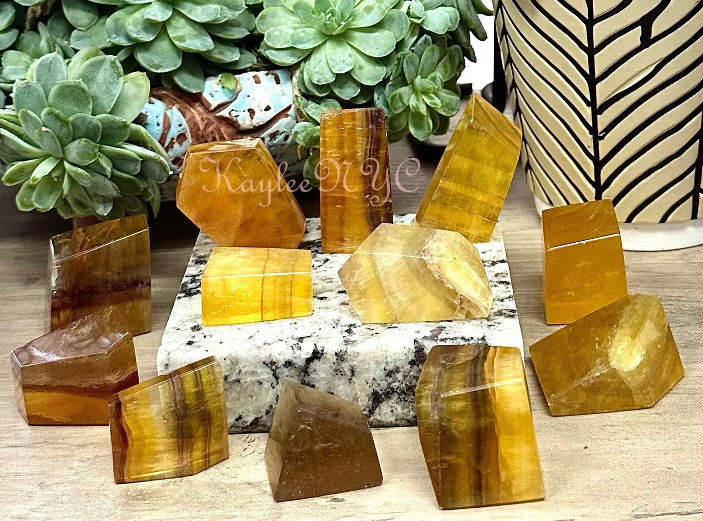 Wholesale Lot 2 lbs Natural Yellow Fluorite Crystal Polished Freeform Healing Energy