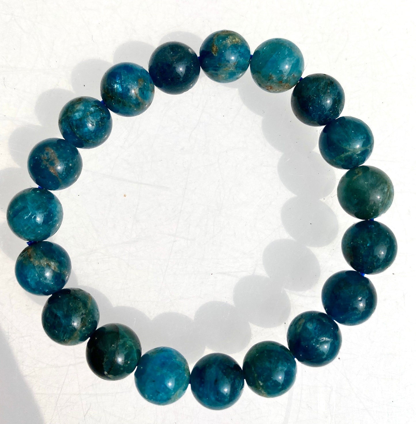 Wholesale 6 Pcs Natural Apatite 10mm 7.5" Crystal Healing Stretch Bracelet