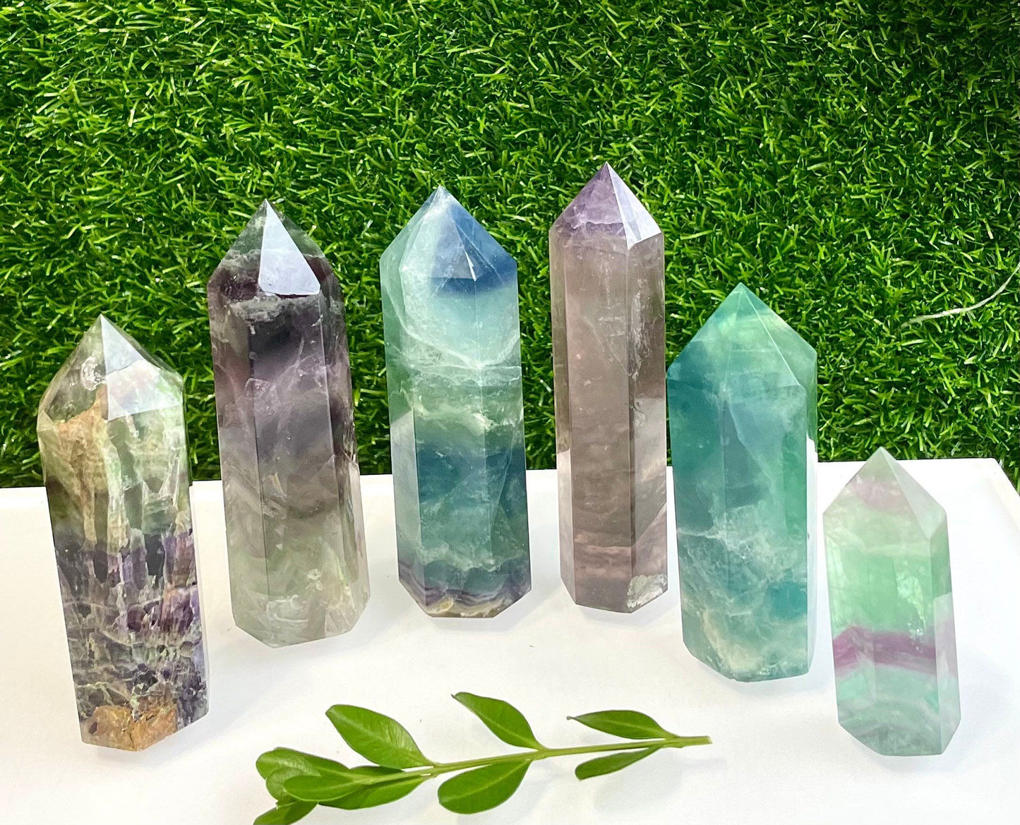 Wholesale Lot 2 Lbs Rainbow Fluorite Obelisk Point Crystal Natural Energy Tower