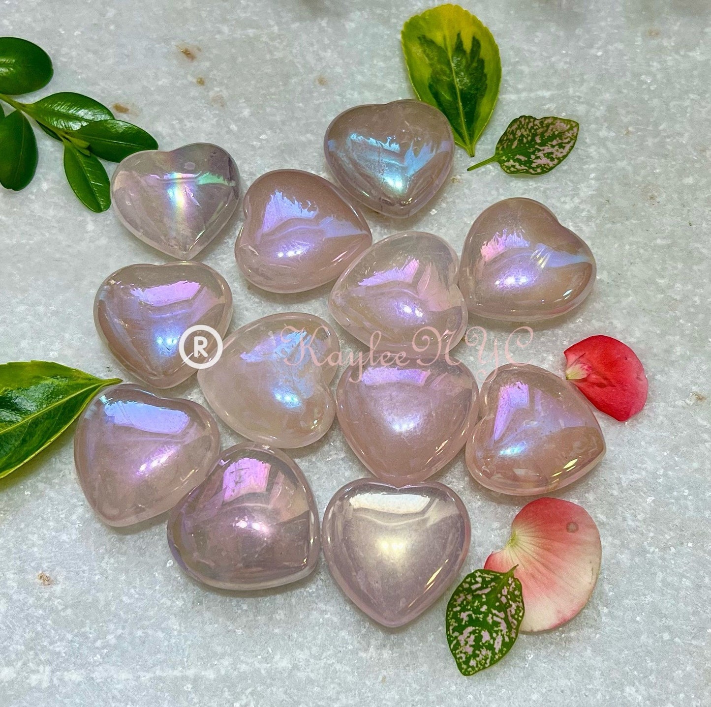 Wholesale Lot 12 Pcs 3cm Angel Aura Rose Quartz Heart Crystal Healing Energy