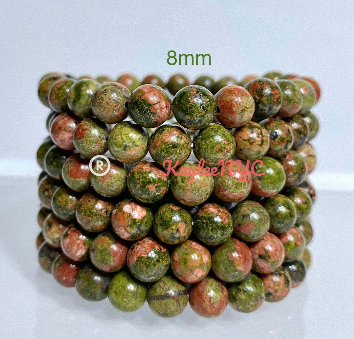 Wholesale 6 Pcs Natural Unakite 8mm 7.5” Crystal Healing Stretch Bracelet