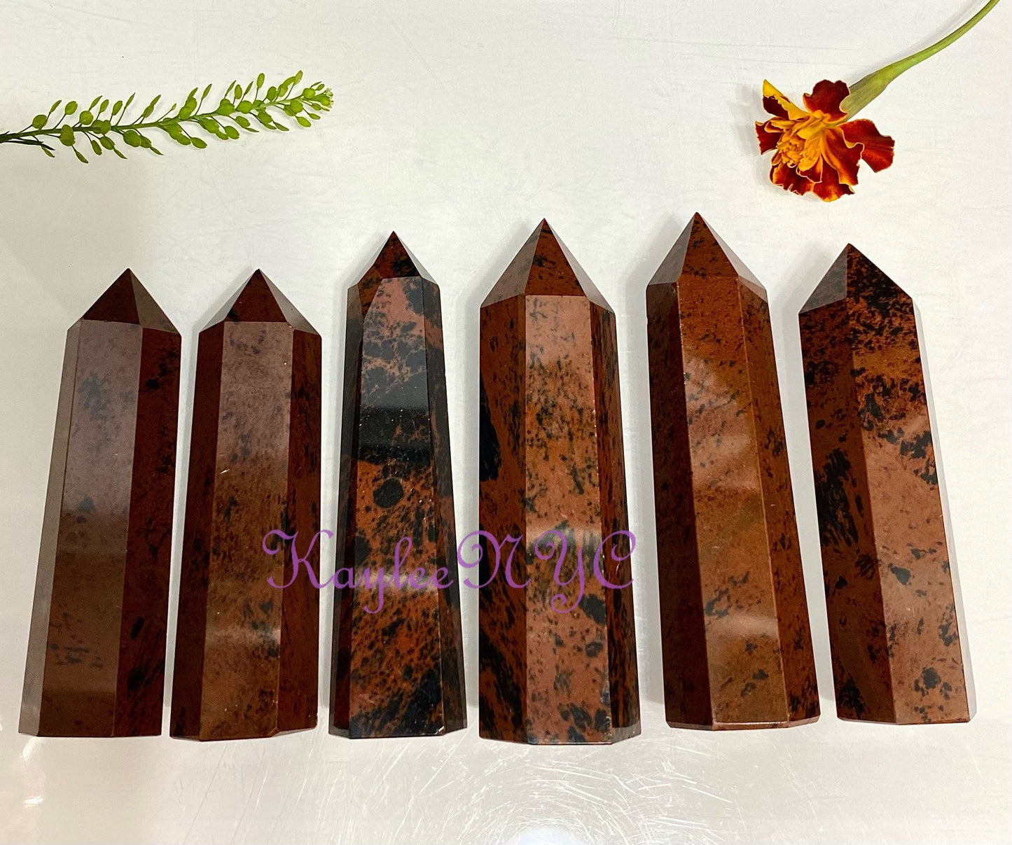 Wholesale Lot 1 Lb Natural Mahogany Obsidian Obelisk Tower Point Crystal Natural Energy