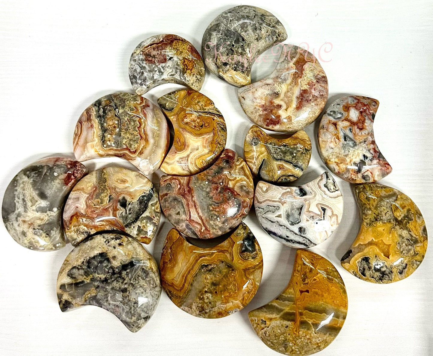 Wholesale Lot 2 lbs Natural Crazy Lace Agate Moon Crystal Healing Energy