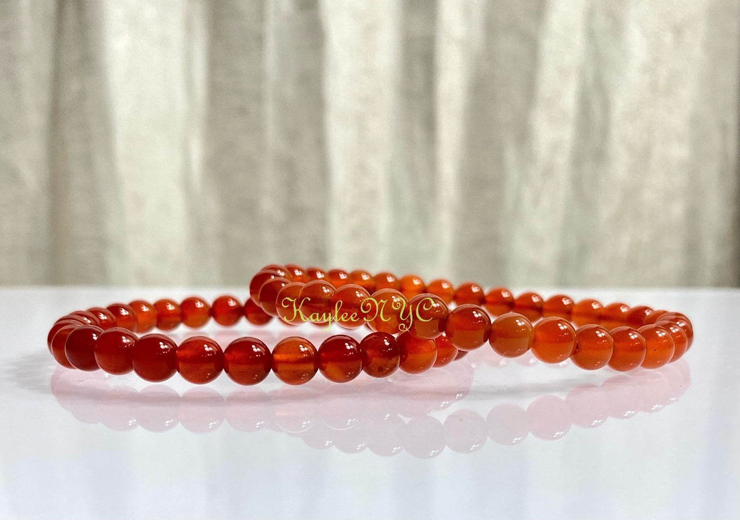 Wholesale Lot 6 Pcs Carnelian 6mm 7.5” Crystal Healing Stretch Bracelet