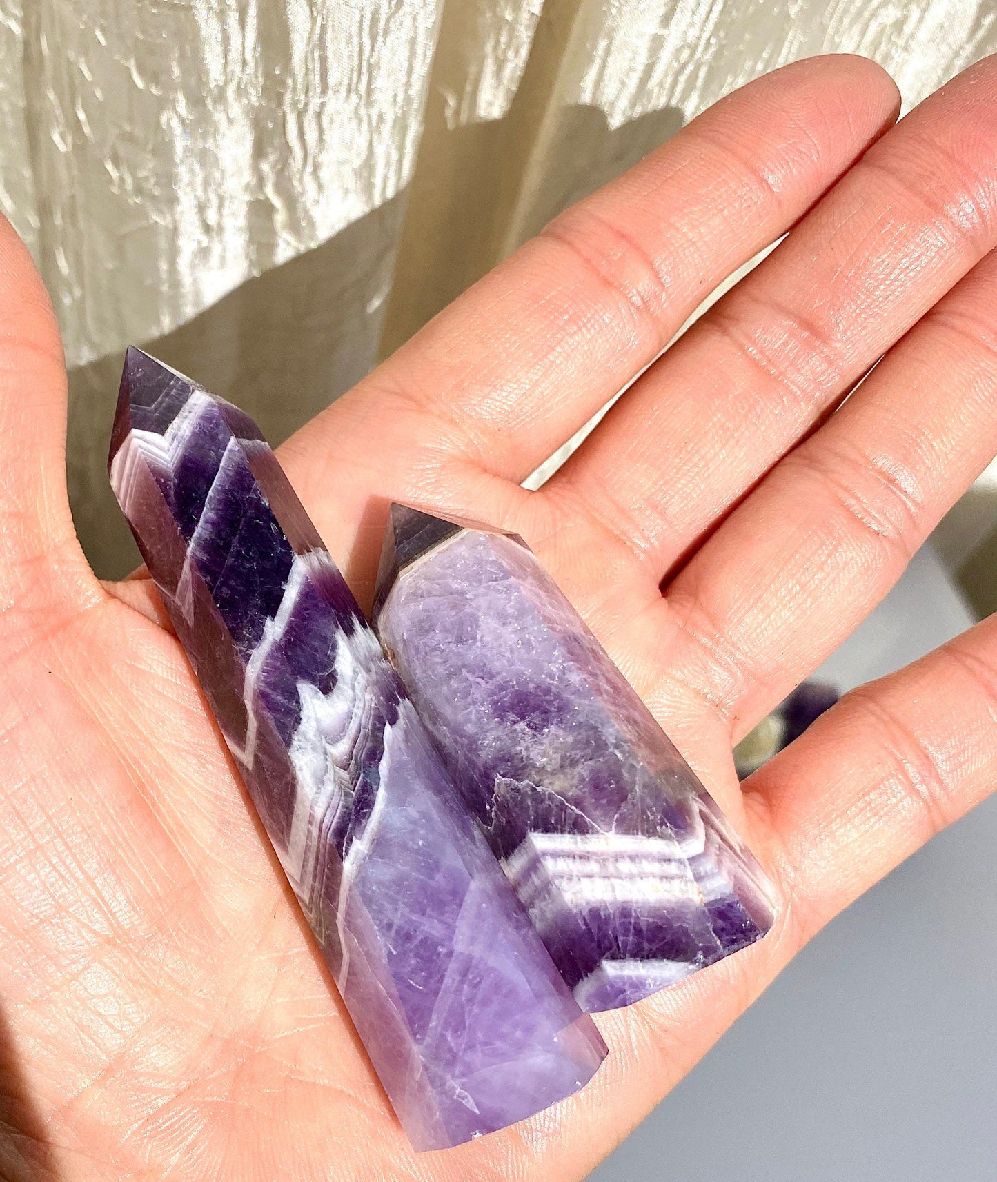 Wholesale Lot 1 Lb Dream Chevron Amethyst Obelisk Point Crystal Natural Energy