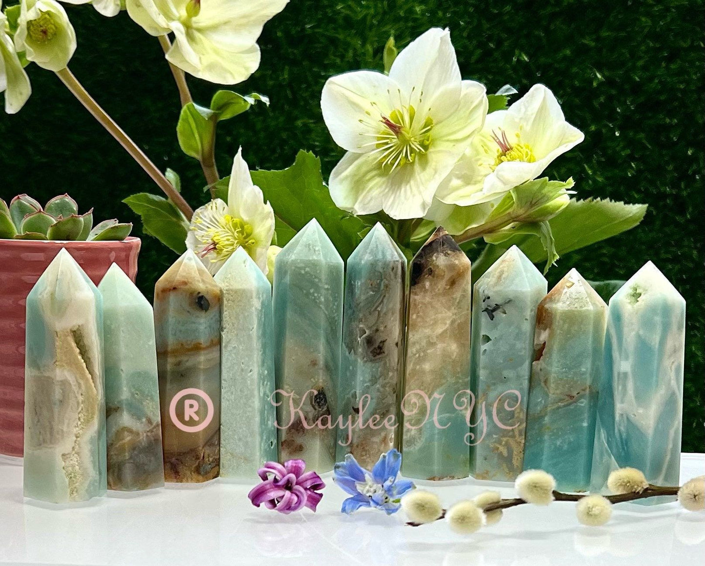 Wholesale Lot 2 Lbs Natural Amazonite Obelisk Tower Point Crystal Energy