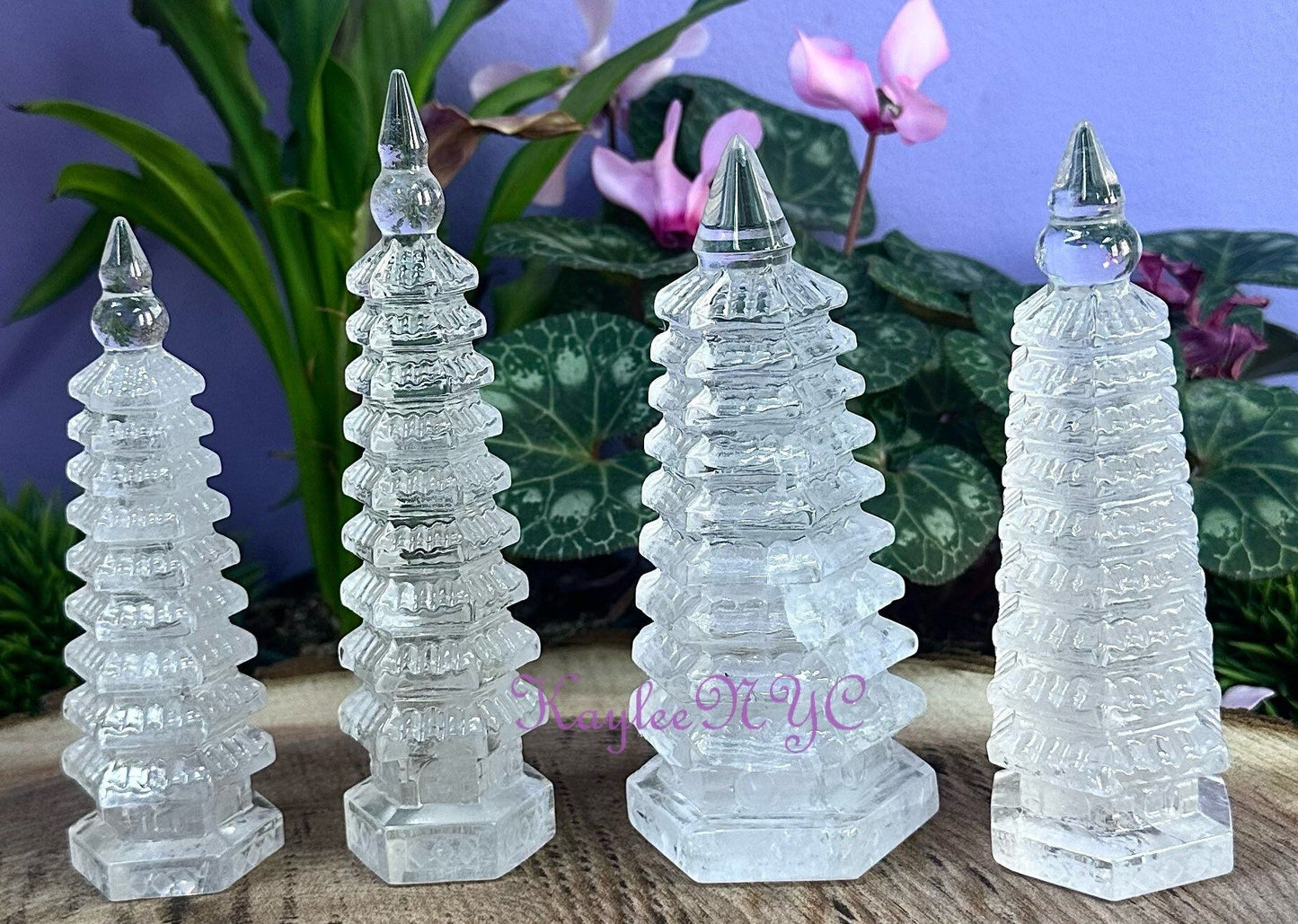 Wholesale Lot 4-5 PCs  Natural Clear Quartz Pagoda Tower Crystal Healing Energy