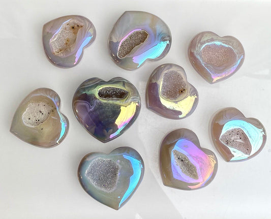 Wholesale Lot 1 lb Angel Aura Agate Heart Crystal Healing Energy