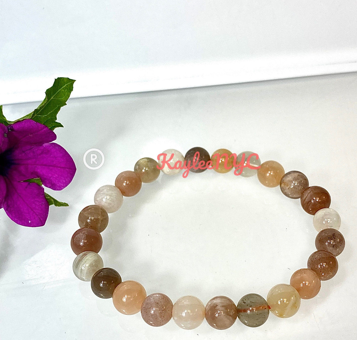 Wholesale 6 Pcs Natural Mix color Moonstone 8mm 7.5” Stretch Bracelet Crystal Healing Energy