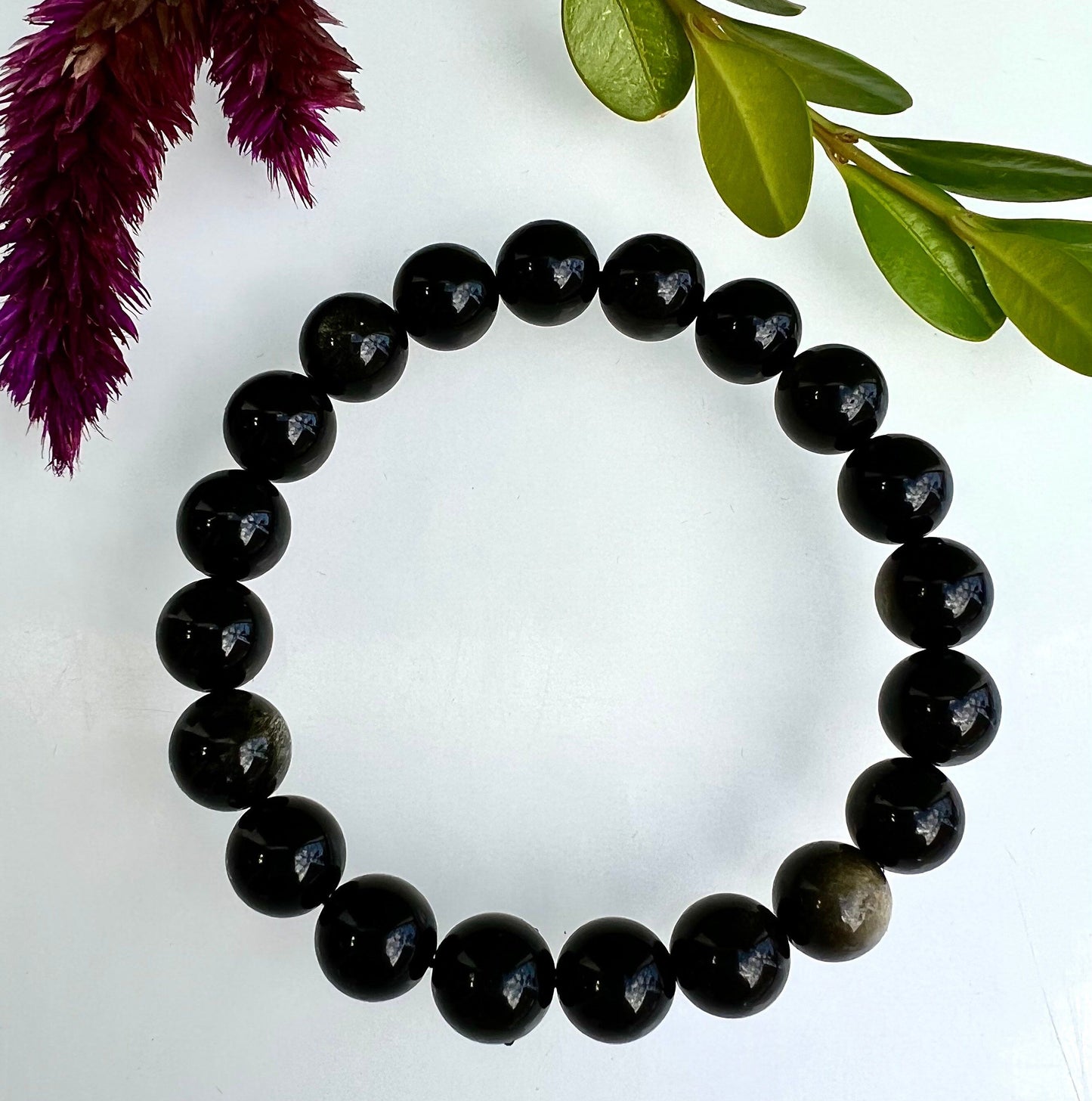 Wholesale Lot 6 Pcs Natural Gold Sheen Obsidian 10mm 7.5” Crystal Healing Stretch Bracelet