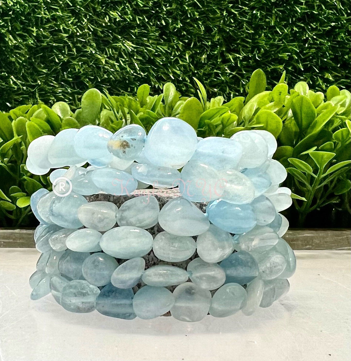 Wholesale 6 Pcs Natural Aquamarine 7.5” Crystal Healing Stretch Bracelet