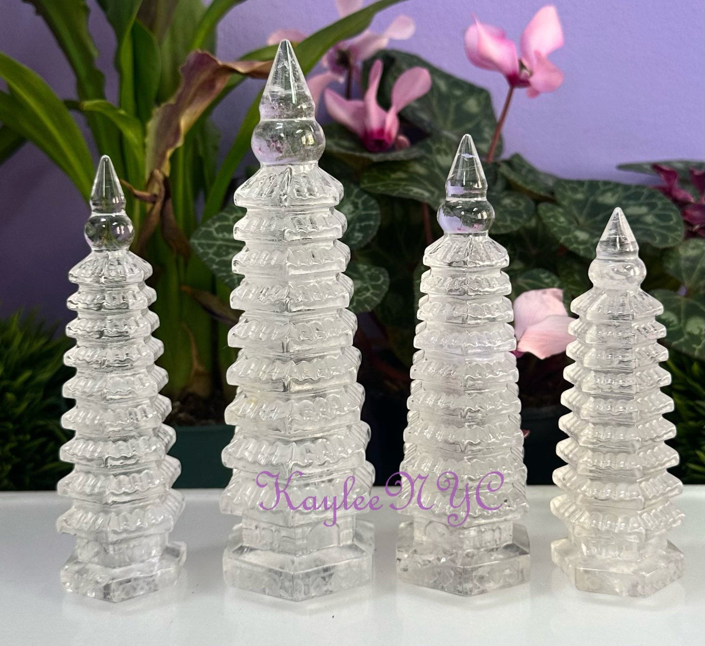 Wholesale Lot 4-5 PCs  Natural Clear Quartz Pagoda Tower Crystal Healing Energy