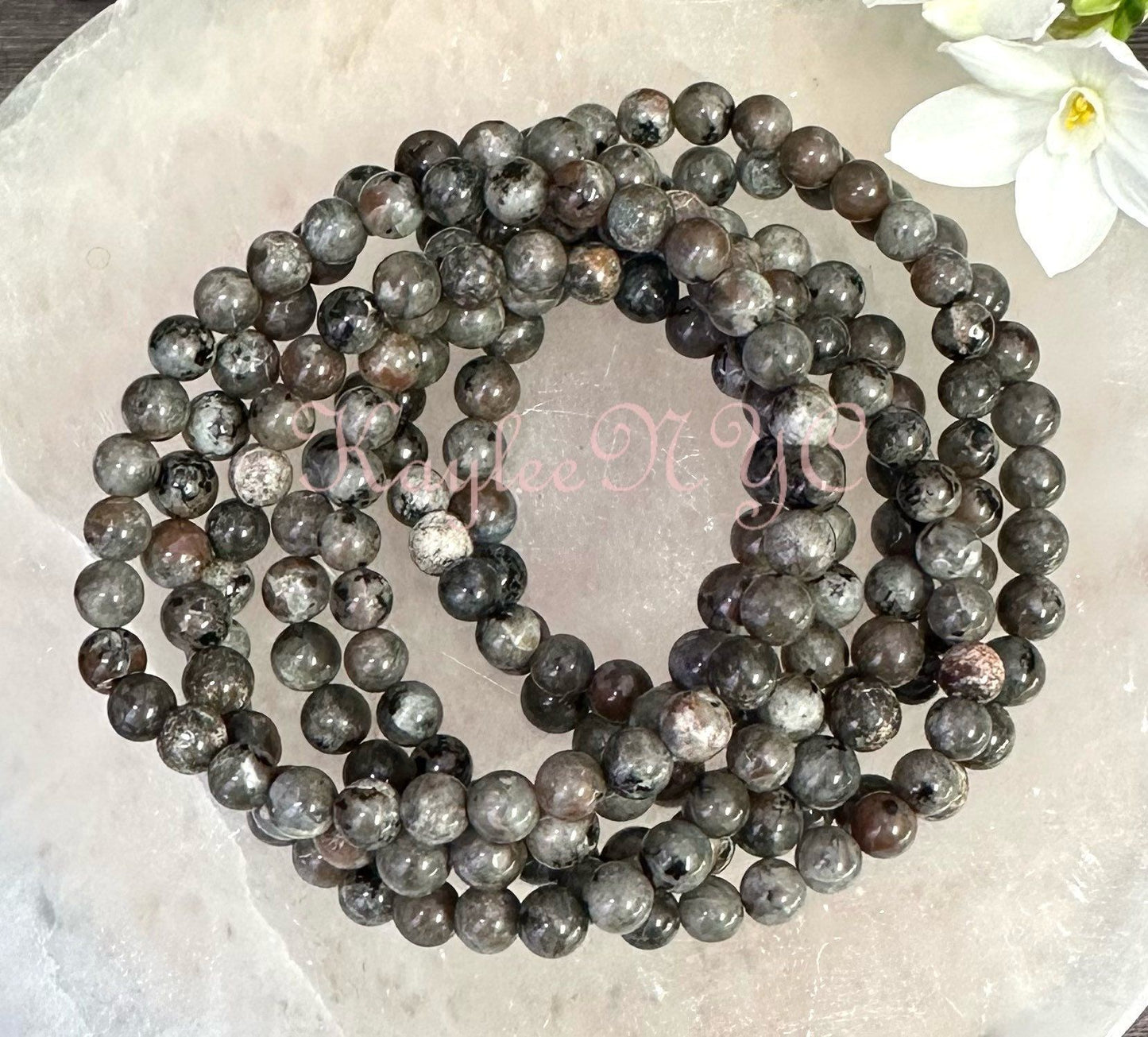 Wholesale 6 Pcs Natural Yooperlite ask Emberlite 6mm 7.5” Crystal Healing Stretch Bracelet