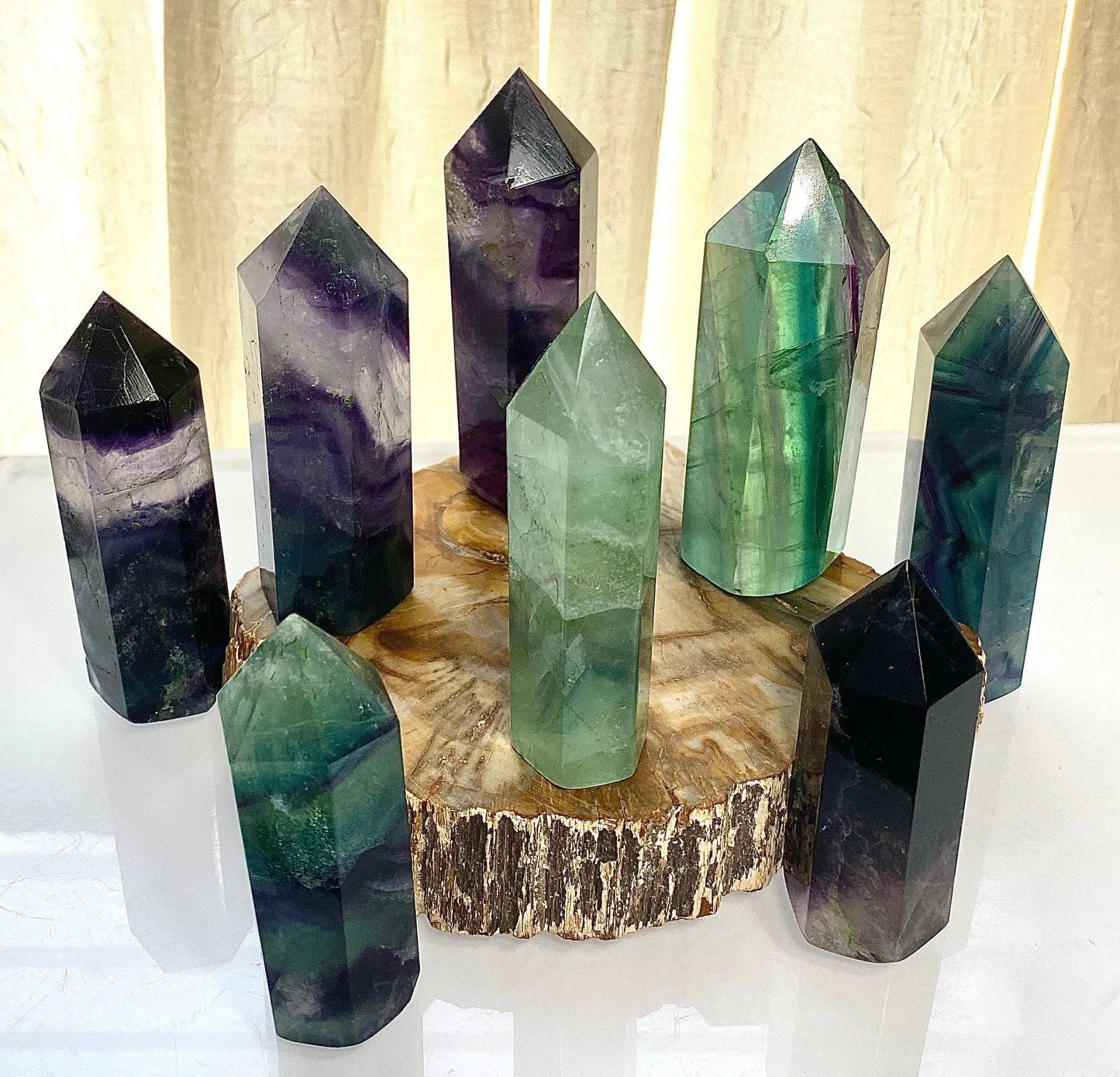 Wholesale Lot 2 Lbs Rainbow Fluorite Obelisk Point Crystal Natural Energy Tower