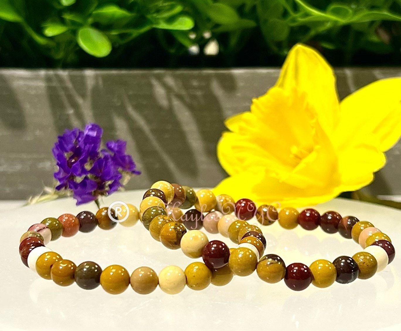 Wholesale Lot 6 Pcs Natural Mookaite Jasper 6mm 7.5” Crystal Healing Stretch Bracelet