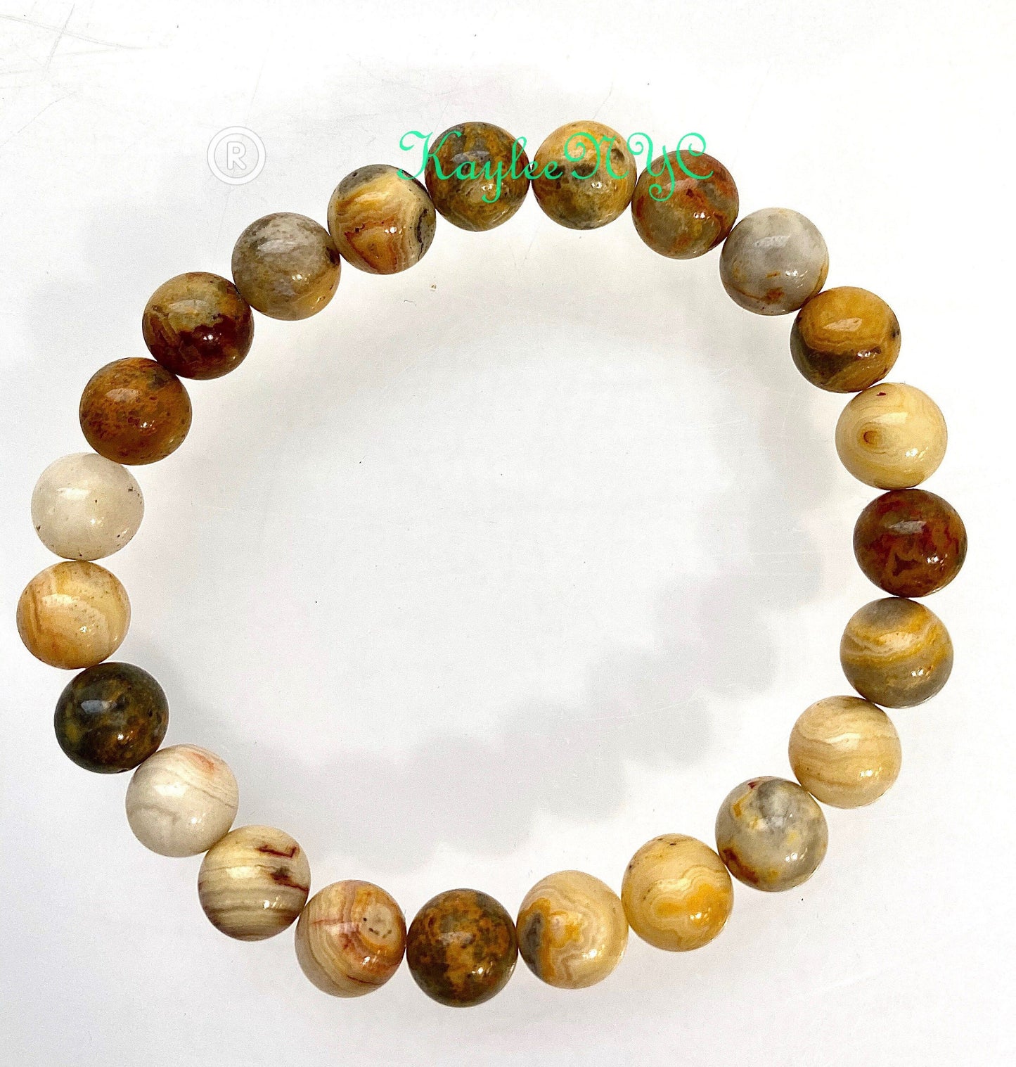 Wholesale 6 Pcs Natural Crazy Lace Agate 8mm 7.5” Crystal Healing Stretch Bracelet