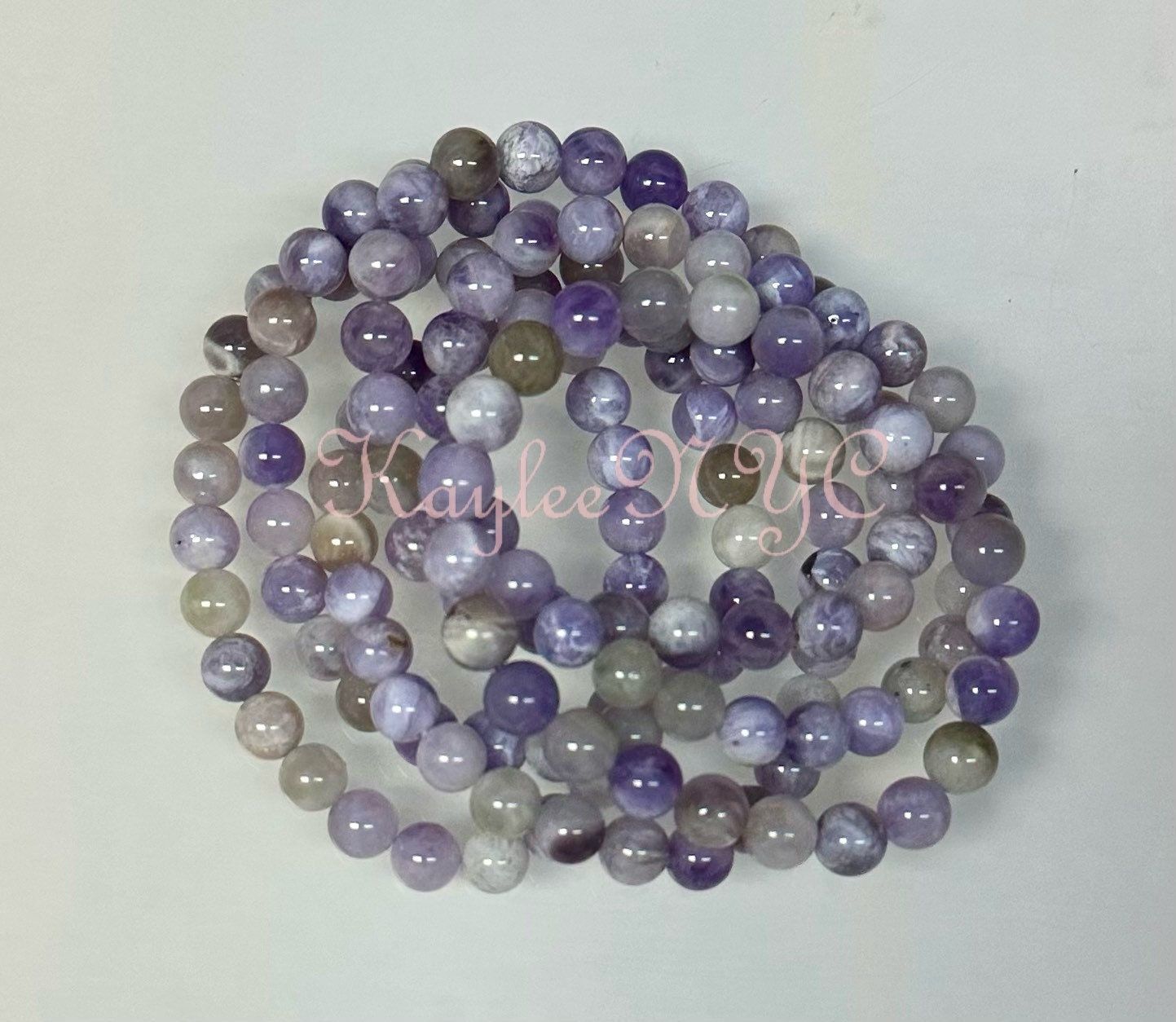 Wholesale 6 Pcs Natural Lavender Jade 8mm 7.5” Crystal Healing Stretch Bracelet