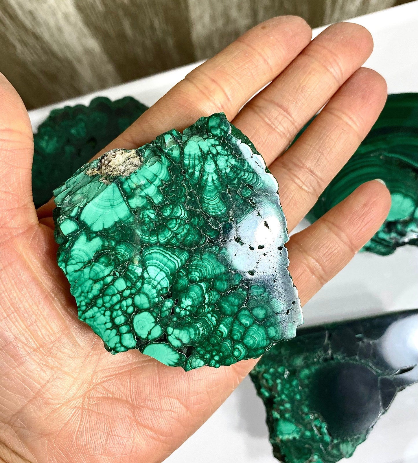 Wholesale Lot 3-5PCs  Natural Malachite Slab Crystal Nice Quality Healing Energy 1.9 to 2 lbs