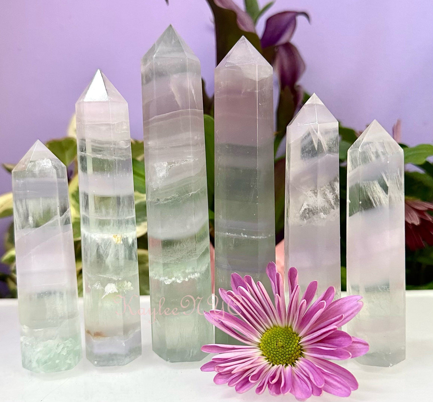 Wholesale Lot 2 lbs Natural Yttrium Fluorite Obelisk Tower Point Crystal Healing