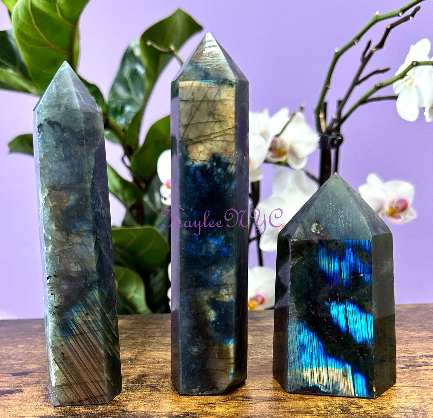 Wholesale Lot 3 pcs Natural Labradorite obelisk Tower Point Crystal Healing Energy 1.85-2lbs