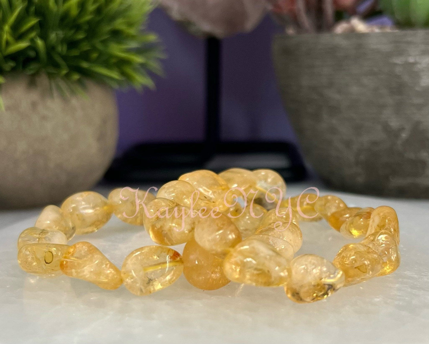 Wholesale 6 Pcs ~12mm 7.5” Citrine tumble Stretch Bracelet Crystal Healing Energy