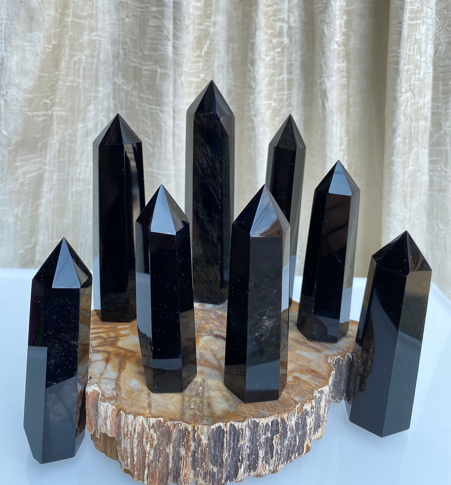 Wholesale Lot 1 Lb Black Obsidian Obelisk Tower Point Crystal Natural Energy