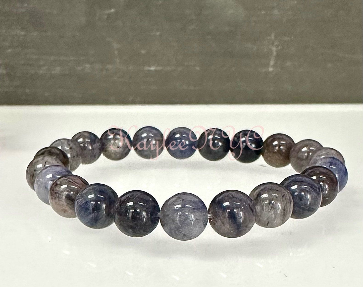 Wholesale 6 Pcs Natural Blue Rutilated Quartz 8mm 7.5” Crystal Stretch Bracelet