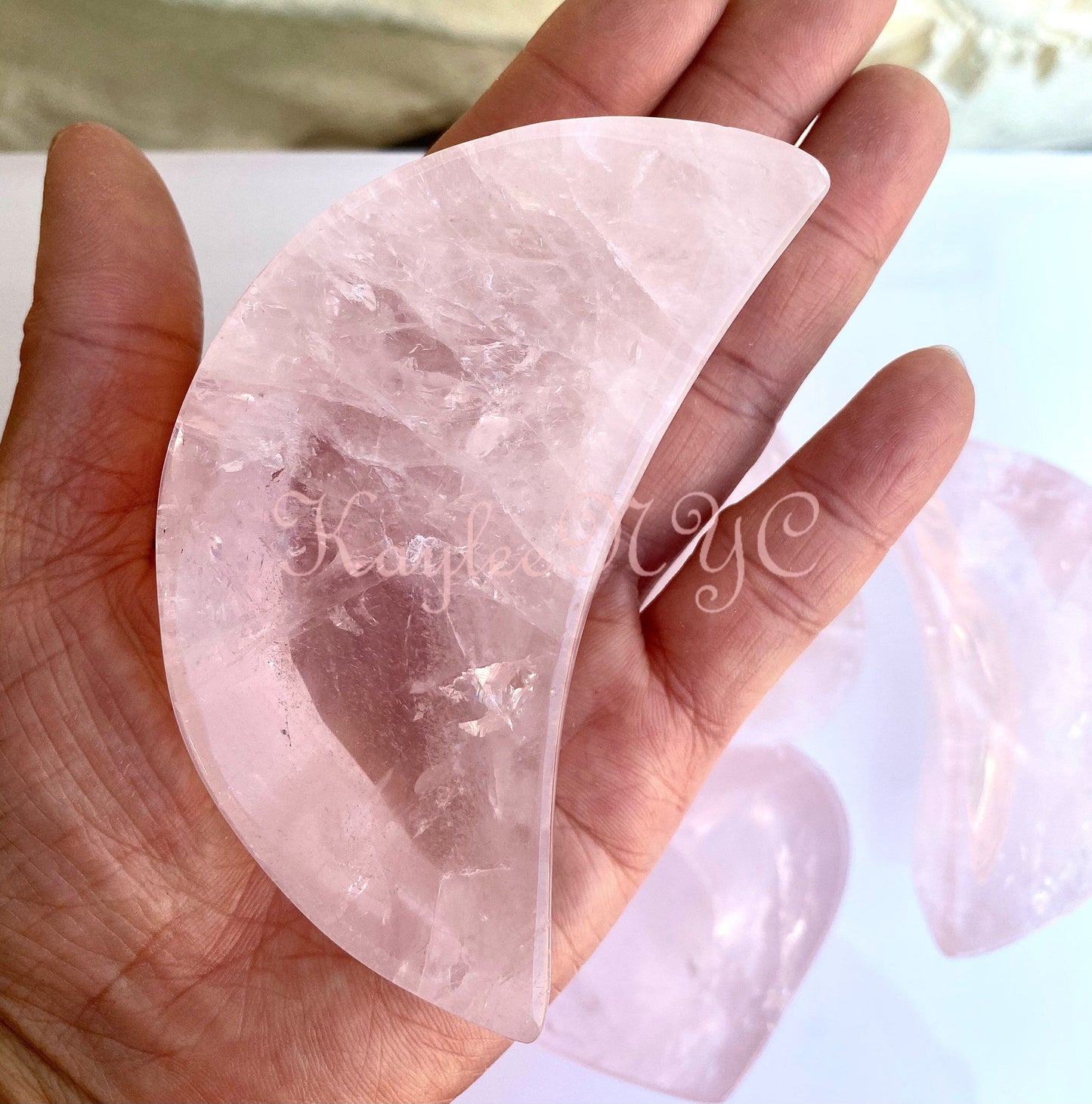 Wholesale Lot 5 pcs Natural Rose Quartz Hearts & Moon Bowls Crystal Healing Energy