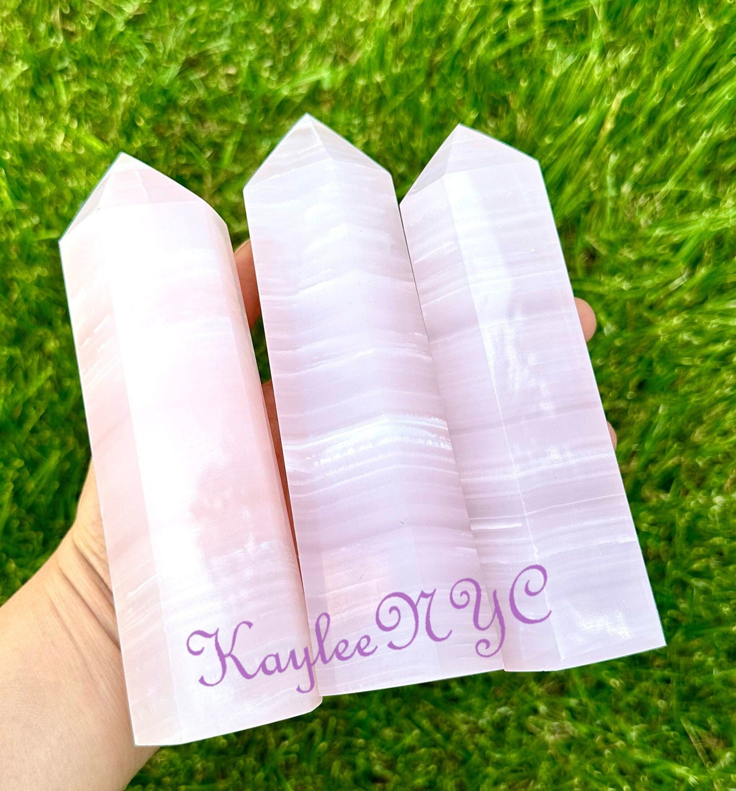 Wholesale Lot 3-4 pcs Natural Mangano Calcite Crystal Obelisk Tower Point Healing Energy