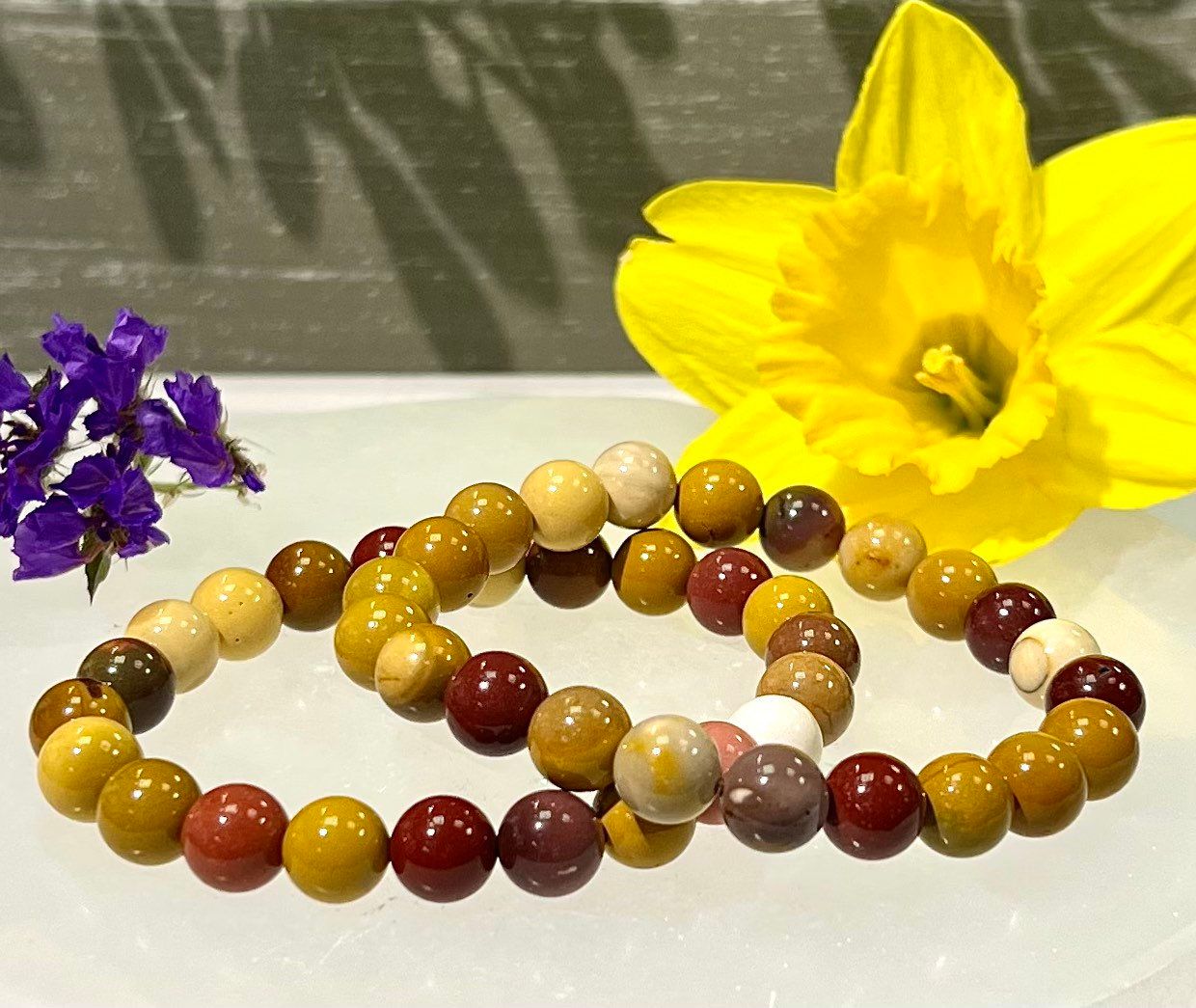 Wholesale Lot 6 Pcs Natural Mookaite Jasper 8mm 7.5” Crystal Healing Stretch Bracelet