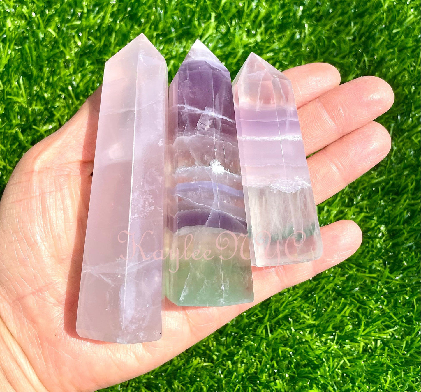 Wholesale Lot 2 lbs Natural Yttrium Fluorite Obelisk Tower Point Crystal Healing