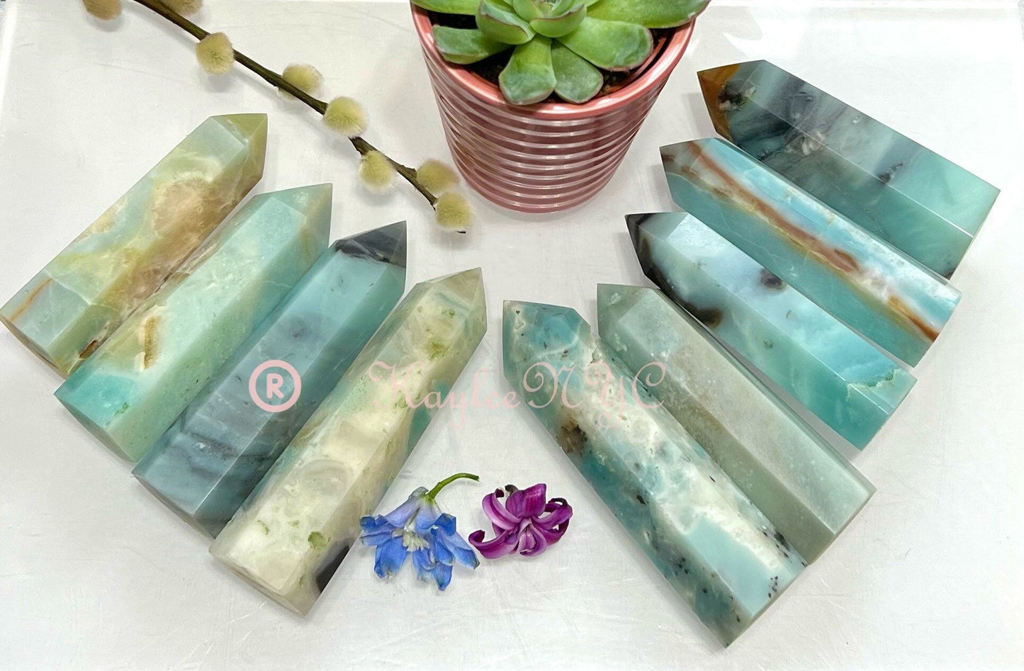 Wholesale Lot 2 Lbs Natural Amazonite Obelisk Tower Point Crystal Energy